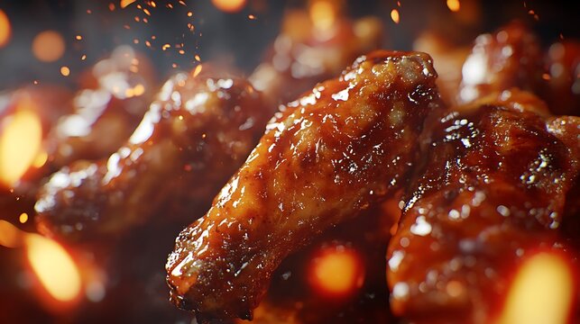 Juicy buffalo wings coated in tangy zesty marinade high resolution picture