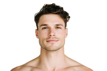 Fototapeta premium Confident young white man with clear skin, isolated portrait