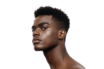 Confident young Black man with sharp jawline, isolated portrait