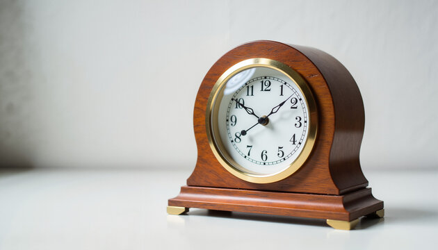 Vintage wall clock with Roman numerals on a white background  