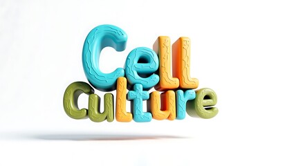 Colorful 3D text showcasing cell culture in a modern educational context