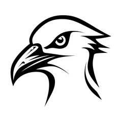 A sleek and minimalistic silhouette of a gull head, highlighting its distinctive beak and streamlined shape. Ideal for coastal designs, wildlife illustrations, nautical themes