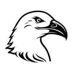 Obraz premium A sleek and minimalistic silhouette of a gull head, highlighting its distinctive beak and streamlined shape. Ideal for coastal designs, wildlife illustrations, nautical themes