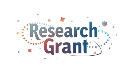 Research grant announcement with colorful stars and design elements displayed artistically