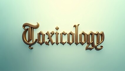 Text featuring the word toxicology in ornate typography on a light background