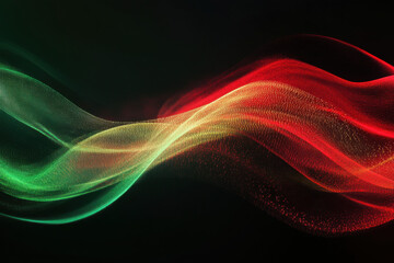 Abstract Background with Vibrant Dark Grainy Red, Green, and Black Glowing Dynamic Color Wave