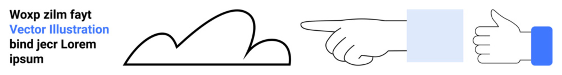 Abstract cloud shape paired with pointing and thumbs-up hand gestures. Ideal for concepts thumbs up communication, approval, decision-making, teamwork, digital interface, creativity, simple landing