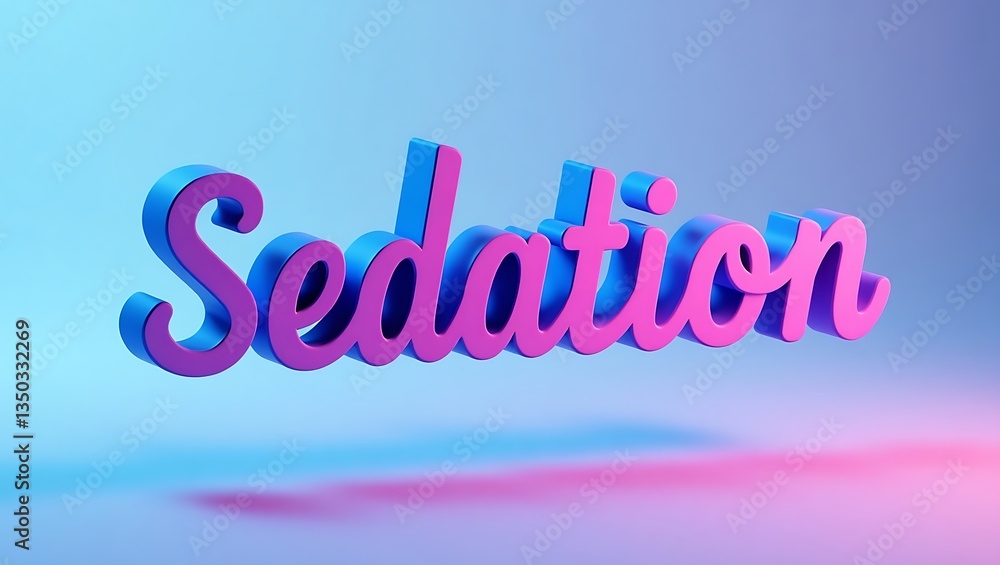 Poster 3d typography of the word sedation with a colorful gradient background