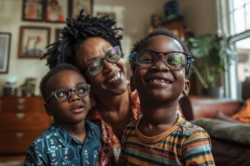 Fototapeta premium Mother and son at home