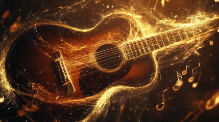 Fiery Guitar Music Abstract Art