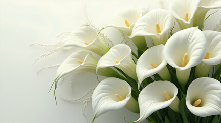Elegant White Calla Lily Bouquet in Soft Light for Wedding Invitation