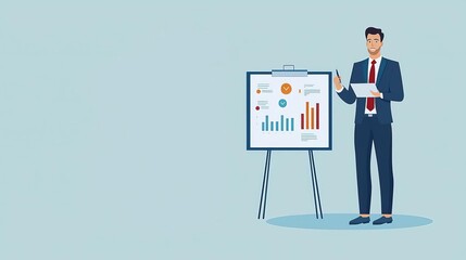 Business Human Employee Development Team Building Professional man presenting data on a chart.