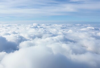 Fototapeta premium Hazy blue and gray layered clouds, creating a depth of atmospheric perspective, view, calm