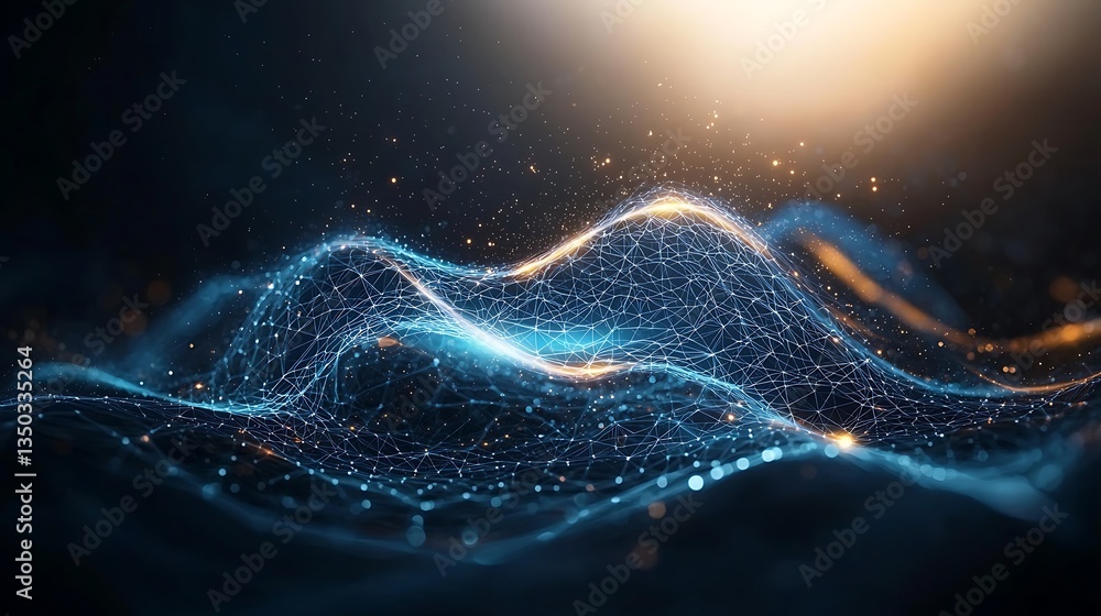 Aufkleber abstract digital wave with glowing particles