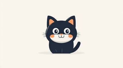 A vivid D icon showcasing a playful cartoon cat design, blending modern flat style with fun textures for charm.