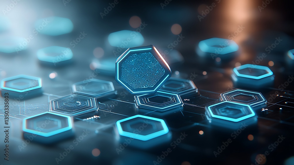 Poster futuristic hexagonal circuit board
