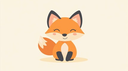 Obraz premium Adorable kawaii fox cartoon, featuring vibrant colors and playful textures for a charming, modern illustration.