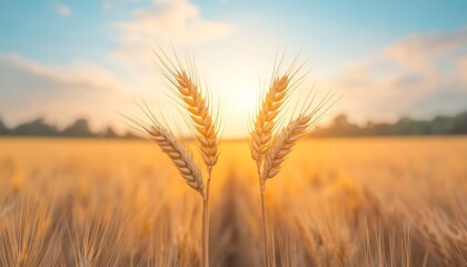 Fototapeta premium Golden Wheat Sunset Field. (3)