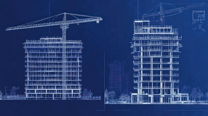 Architectural Blueprint of Building under Construction