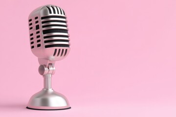 Retro microphone on a pink background
