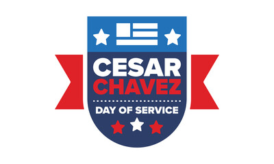 Cesar Chavez Day. Day of service and learning. The official national american holiday, celebrated annually in Uniter States. Vector poster, banner and illustration
