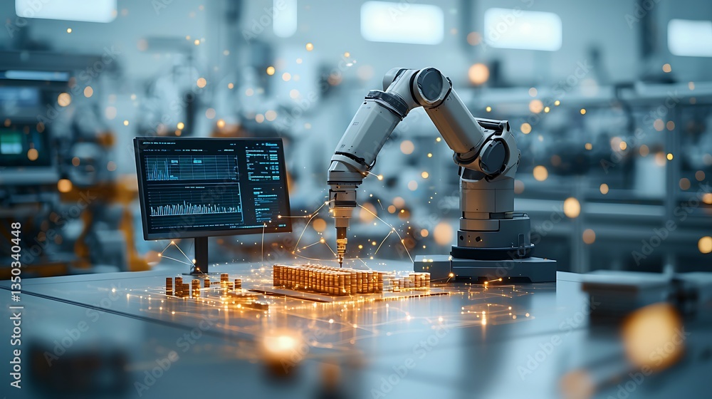 Poster industrial robot assembling components