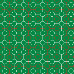 Geometric pattern with circular shapes on a vibrant green background, ideal for graphics, packaging, textiles, and web designs.