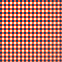 Classic plaid pattern in orange and navy blue, versatile checkered textile for backgrounds, banners, fabric, and décor.