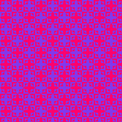 Vibrant geometric pattern featuring pink and purple shapes, repeating design elements, ideal for backgrounds, textiles, wallpapers, and creative projects.