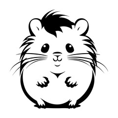 A simple and adorable silhouette of a hamster head, highlighting its round face, tiny ears, and whiskers. Perfect for pet-themed designs, animal logos, minimalist illustrations