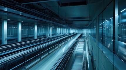 Obraz premium A high-tech glass coating machine applying UV protection and anti-glare layers.