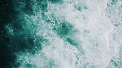Obraz premium Acrylic fluid painting, overhead shot of abstract sea, dark green waves with golden foam accents, marble-textured background, soft light reflections