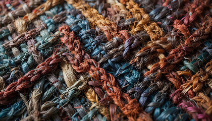 Colorful woven textile close up detail texture background handmade craft artisanal design material fabric fiber art decorative