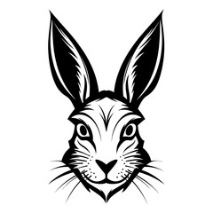 A sleek and detailed silhouette of a hare's head, featuring its long ears, alert expression, and distinctive profile. Ideal for wildlife illustrations, nature-themed designs, animal logos