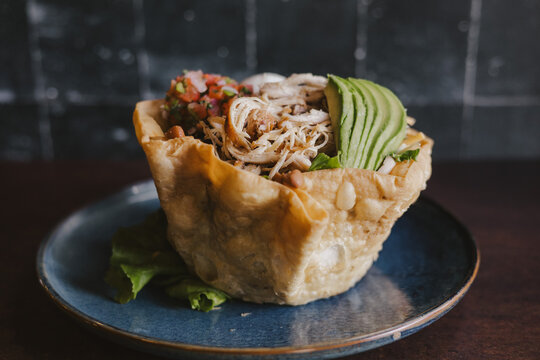 Taco Salad with Shredded Chicken