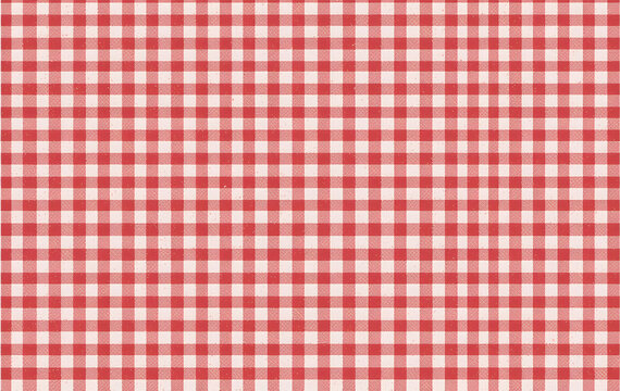 Red and white checkered tablecloth pattern. Tablecloth seamless pattern. Red color.