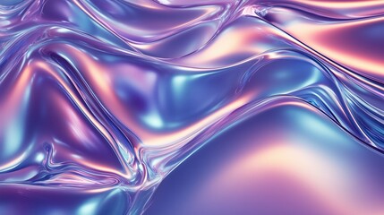 Ondas de seda iridescentes abstratas em gradiente azul e rosa	