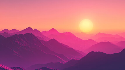 Obraz premium Sunrise and Sunset Over Mountains Golden and Pink Hues: The light during sunrise and sunset can create magical colors on the mountain tops, from golden to pink to purple. 