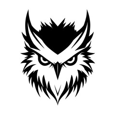 A striking silhouette of a harpy's head, combining human and bird-like features with a fierce expression. Perfect for fantasy-themed designs, mythology illustrations, gaming logos