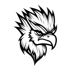 A striking silhouette of a harpy's head, combining human and bird-like features with a fierce expression. Perfect for fantasy-themed designs, mythology illustrations, gaming logos