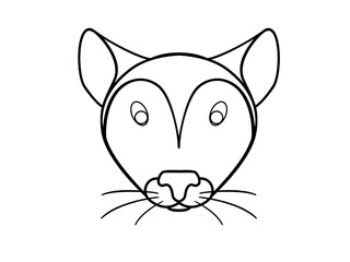Mouse, mouse head, rodent. Rat. Decorative rat, hamster. Line drawing for coloring. Children's picture.	