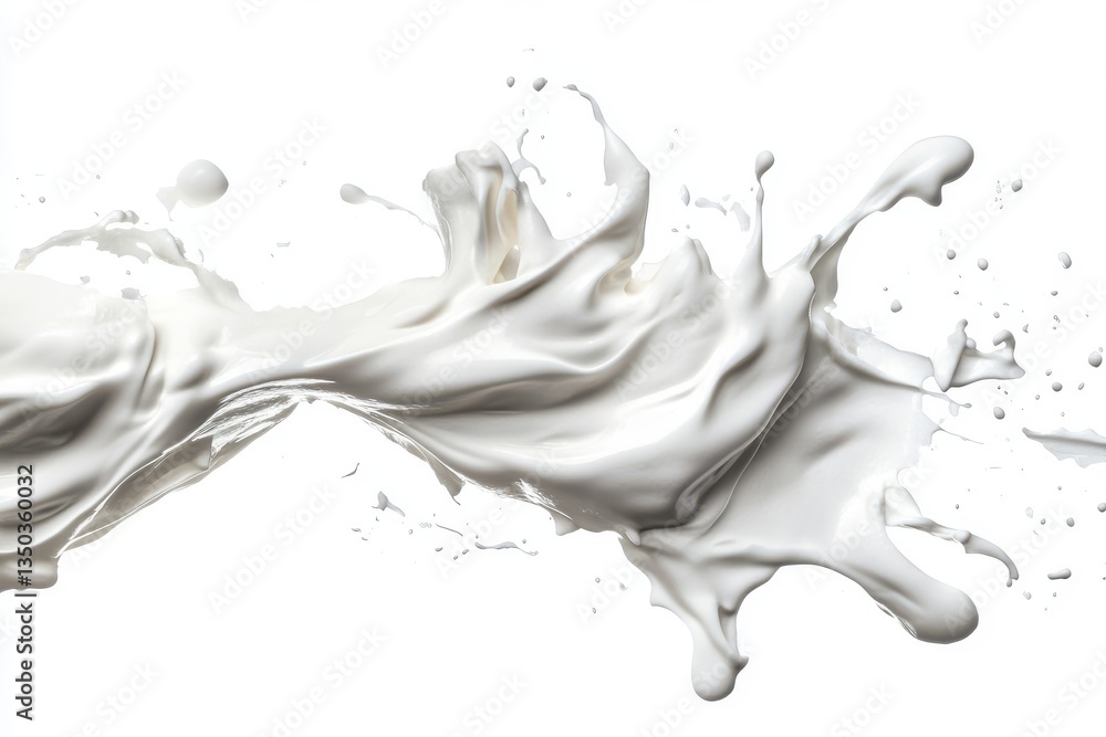 Poster a dynamic splash of white liquid frozen in time against a clean backdrop creating a sense of motion 