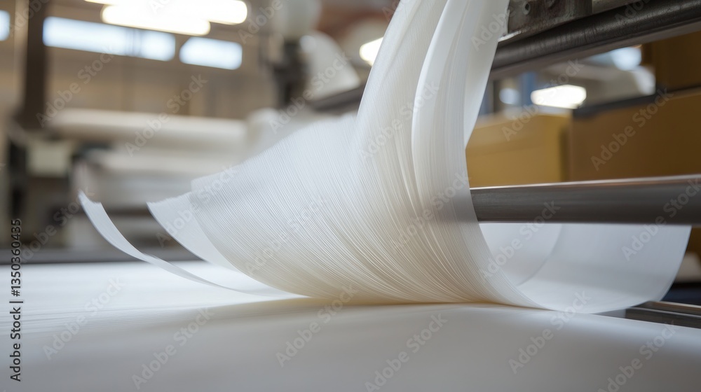 Poster close-up of high-speed rollers smoothing and flattening raw paper during processing.
