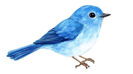 Watercolor Blue Bird Cartoon Vector Illustration - Cute and Colorful Avian Character Design for Children's Book Cover or Nature-themed Website Banner