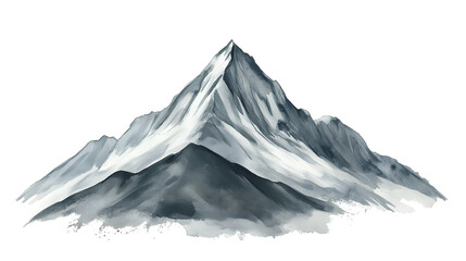 Professional Hand-drawn Watercolor Illustration of Majestic Grey Mountain Landscape