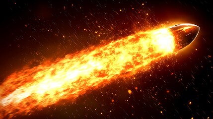 A fiery projectile streaking through the darkness of space
