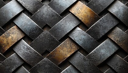 Woven metal texture, dark background