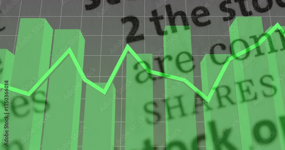 Poster image of green line over statistics and data processing