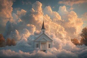 Church Above Clouds for Sunset Glory.