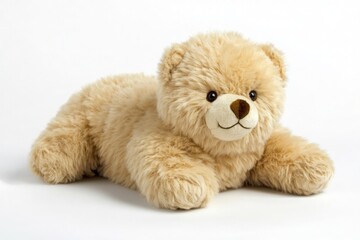 Fototapeta premium Plush Teddy Bear on White Background - Perfect for Children's Toys Advertising, Ideal for Promotional Materials and Online Stores